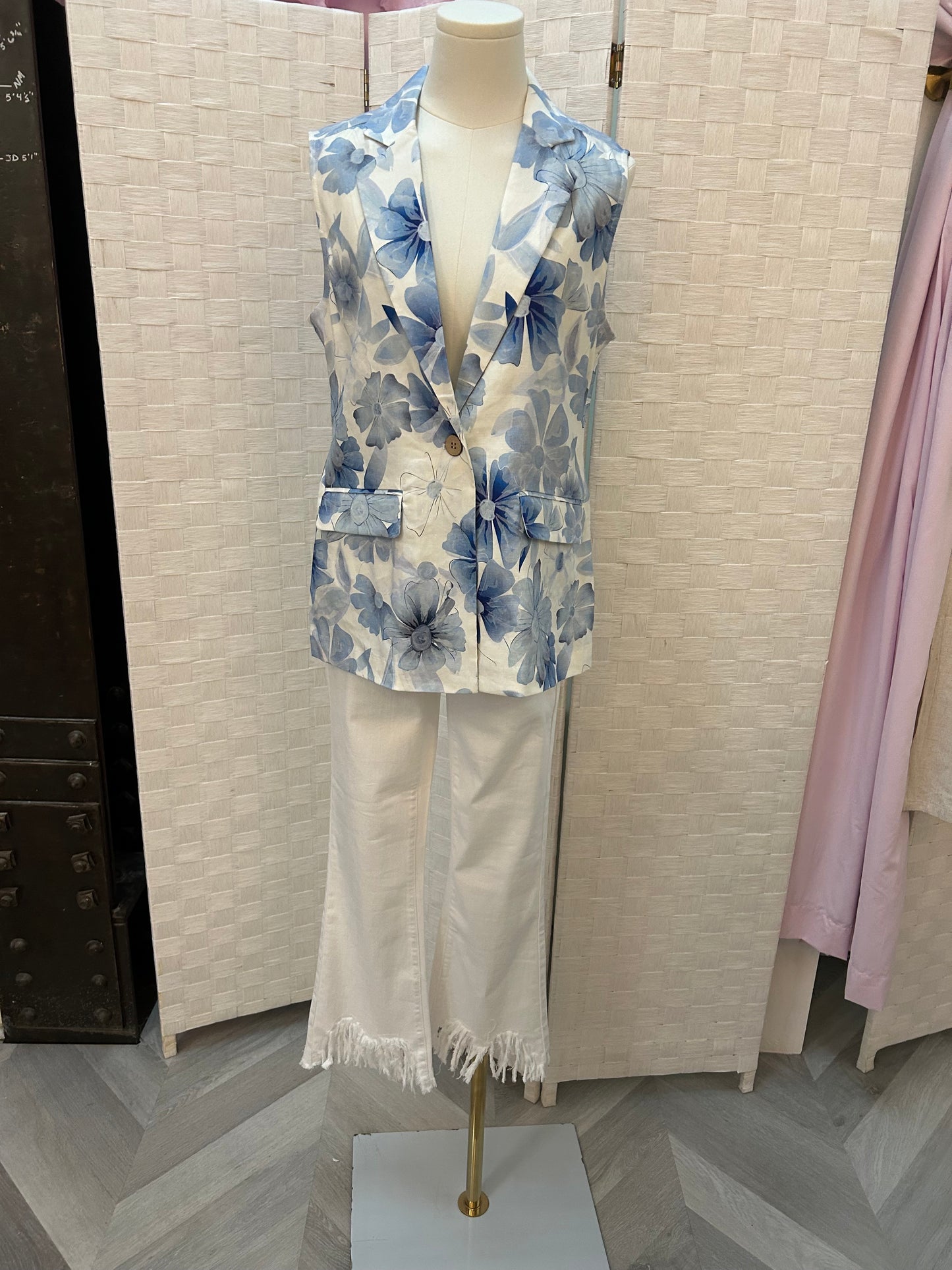 White Denim Fringe Pants