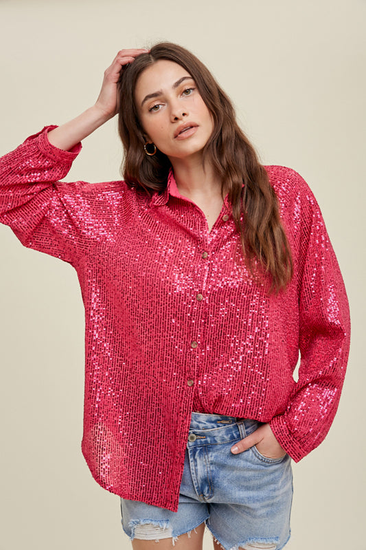 Pink Sequins Blouse