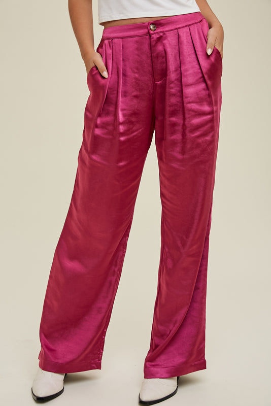 Pink Satin Pants