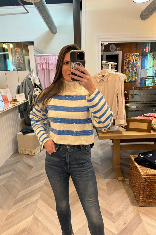 Blue Stripe Sequenced Sweater