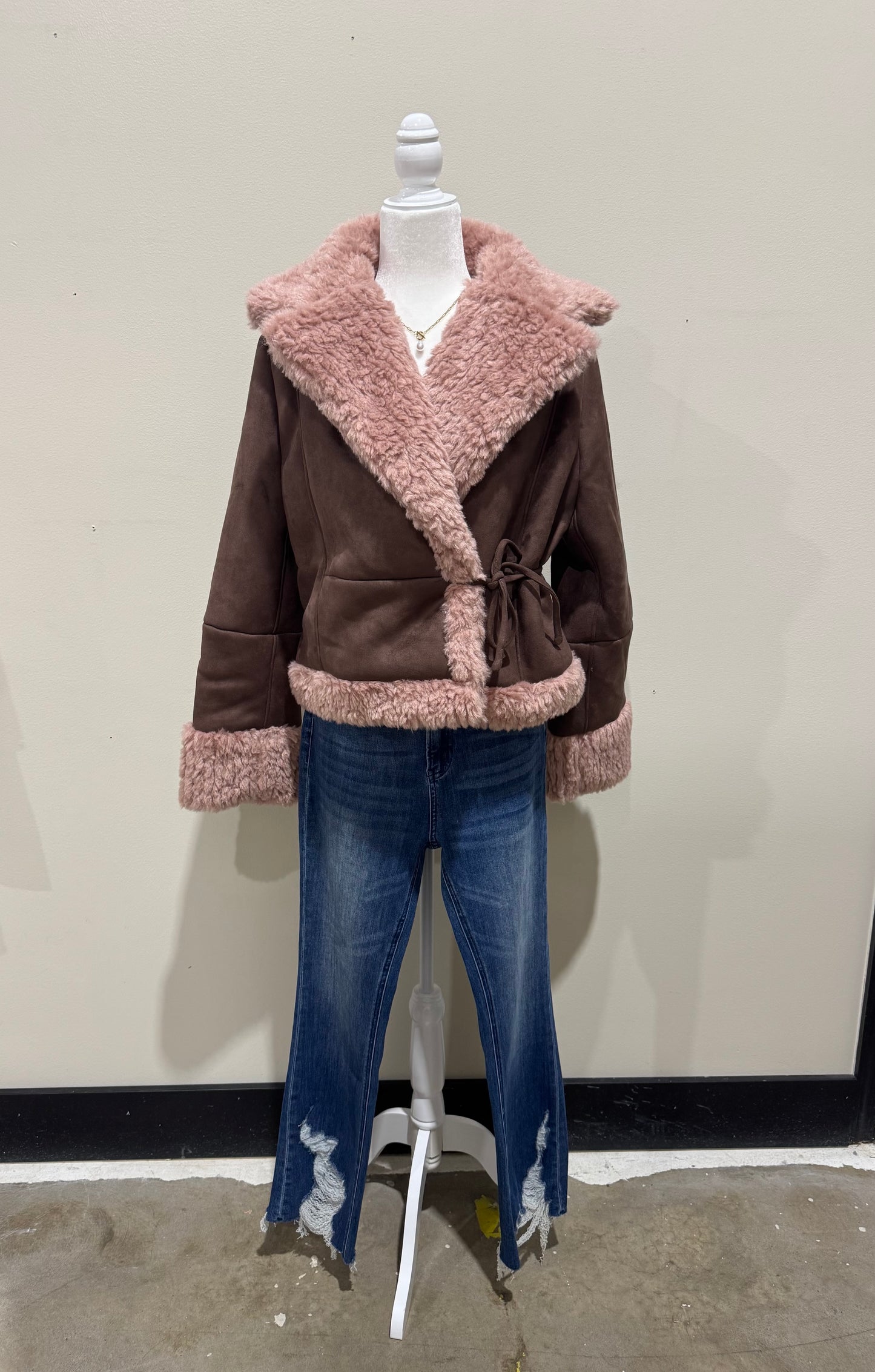 Faux Suede Shearling Jacket