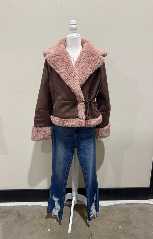 Faux Suede Shearling Jacket
