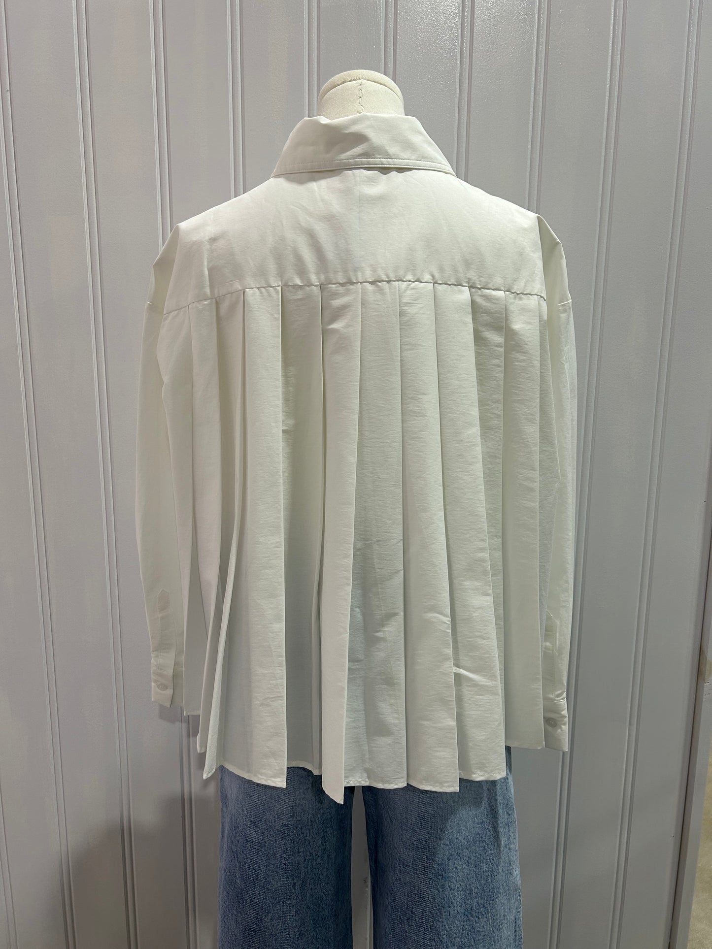 White Pleated Blouse
