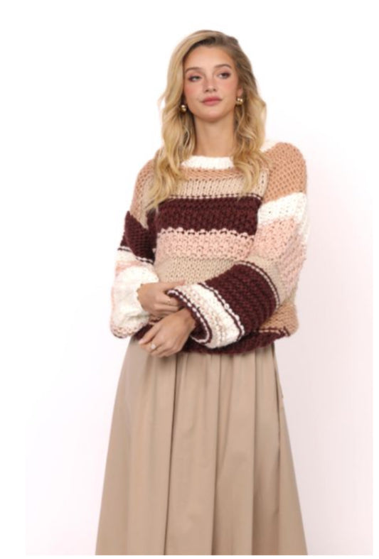 Burgundy Multi Chunky Sweater