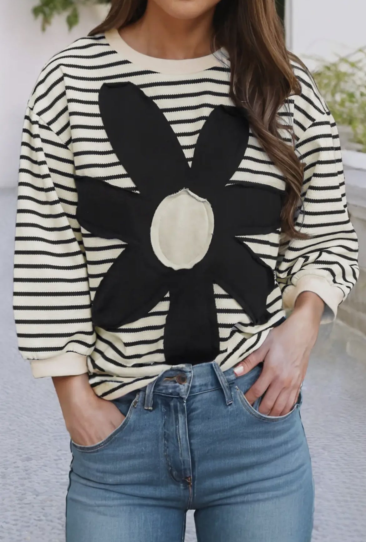 Black Ivory Flower Top