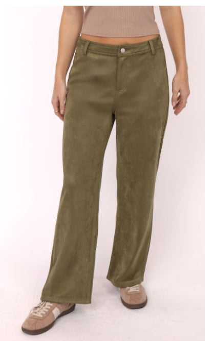 Olive Suede Pants