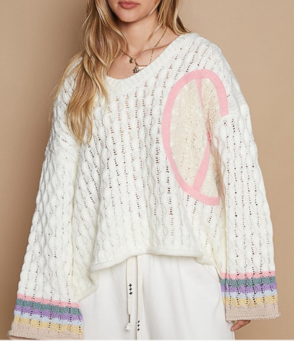 Ivory Peace Sweater