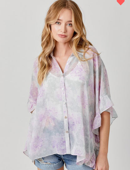 Purple Ruffle Blouse