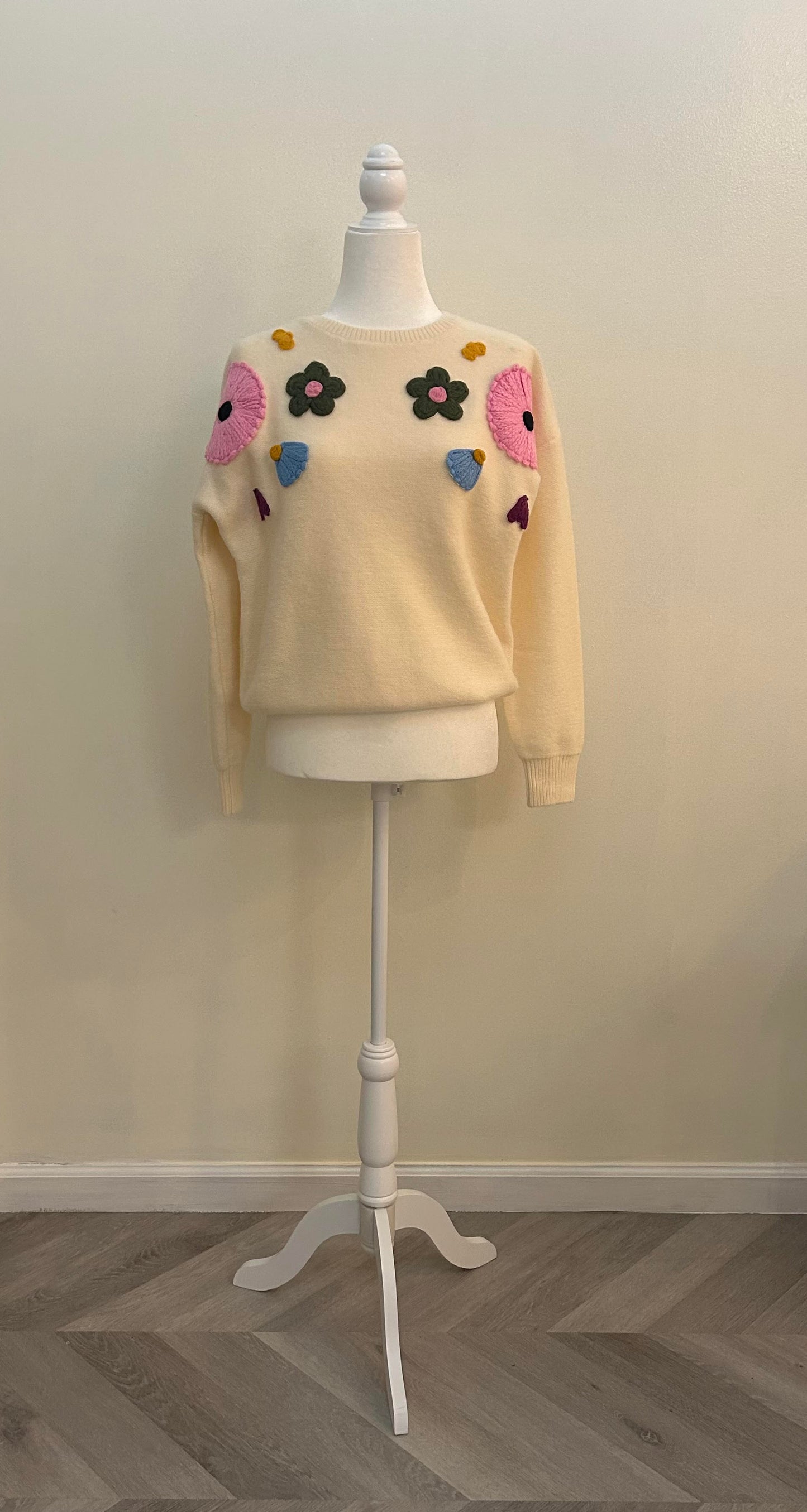 Cream Floral Sweater